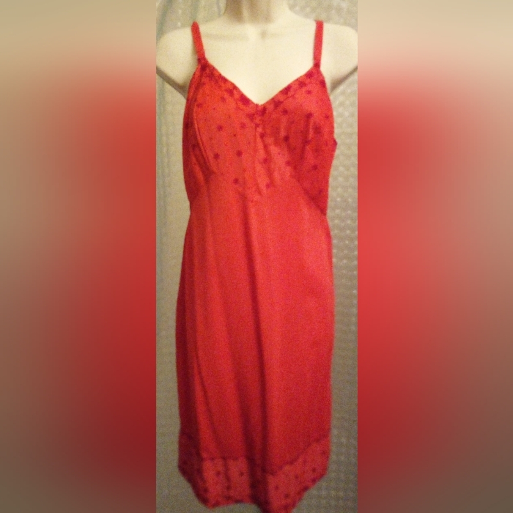 Vintage Hot Red Youth Form Slip Size 34 Average Pinup Photography